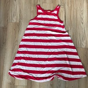 Pink and white sleeveless sundress